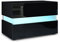 Vladon Nachttisch Flow, Made in Germany, Nachttischschrank mit Schublade Schwarz matt/Schwarz Hochglanz, inkl. LED-Beleuchtung (60 x 45 x 39 cm)