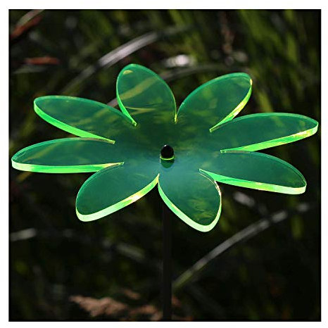 Plexiglas® Sonnenfänger Blüte Blume 14cm neon transparent fluoreszierend wetterfest, inkl. 100cm Schwingstab, Farbe:neongrün