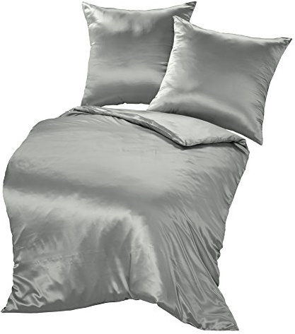 THXSILK Seidenbettwäsche Set 3 teilig, Bettbezug 240 x 220 cm und 2 Kissenbezüge 80 x 80 cm, Hypoallergen 19 Momme Maulbeerseide Bettwäsche, Ultra Weich und Glatt, Grau