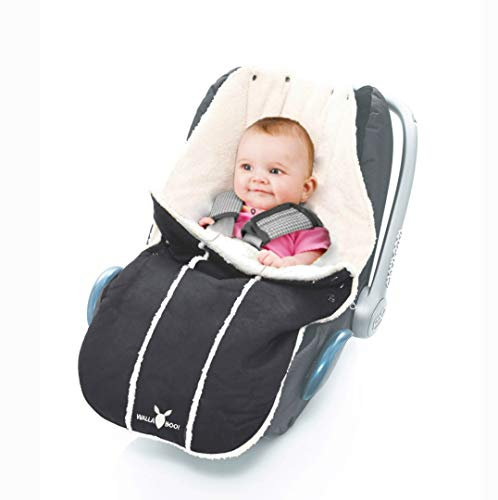 Wallaboo Footmuff Soft Suede and fleece Lining, Recycled Polyester, Universal Fitting, 0 to 12 Months, Toddler, Fits any Stroller & Jogger, Baby sleeping bag for Car seat, Color: Black