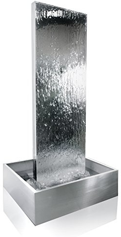 Primrose 180cm Straight Wall Vertical Wave Silver Stainless Steel Double Sided Water Feature with Stainless Steel Reservoir