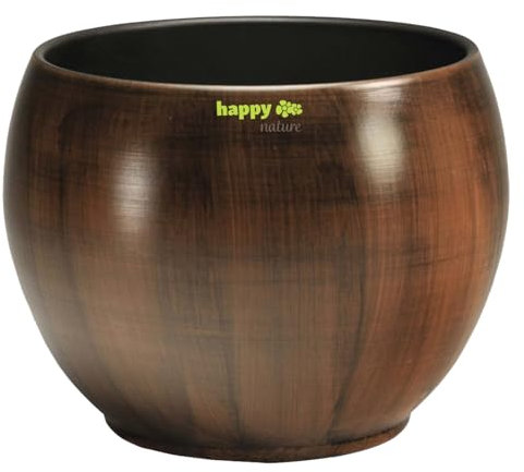 Keramik Blumentopf Bali in Holzdekor Durchmesser 20 cm/Höhe 15.5 cm