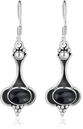 Unique orecchini per la donna Onice nero 6.5 carati in argento 925 stile liberty qualità come gioielliere
