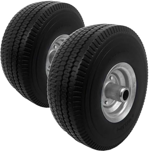 Pack of 2 x Off Set Galvanised PU Golf Cart Trolley Wheel Puncture Proof 4.10/3.50-4
