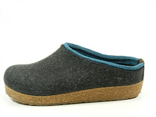 HAFLINGER Grizzly Kris 711056 Schuhe Damen Hausschuhe Pantoffeln Wolle, Größe:45 EU, Farbe:Grau