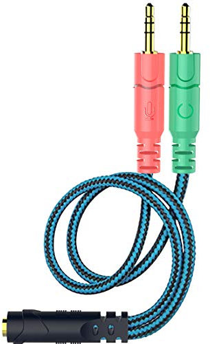 ENVEL Cable Divisor de Auriculares para PC 3.5 mm Jack Auriculares Adaptador convertors 3,5 mm Hembra para Auriculares micrófono con Transformar a 2 Doble 3,5 mm Macho Divisor de Audio para Ordenador