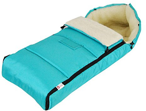 BABYLUX Fußsack LAMMWOLLE 105cm Winterfußsack Kinderwagen- Babyschale- Fußsack (Minze)