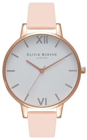Olivia Burton Analogue Quartz Watch for Women White DIAL Collection with Beige Leather Strap - OB16BDW21