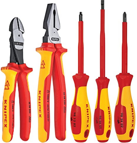 KNIPEX - 9K 98 98 21 US Knipex 989821US 5-Piece 1000V Insulated Pliers and Screwdriver Tradesman Tool Set, Red
