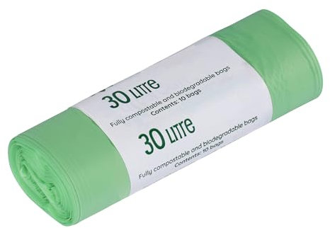30 Litre x 10 All-Green Compostable Bags Kitchen Kerbside Caddy Liner - Food Waste Bin Liners - EN 13432-30L Bags with Composting Guide