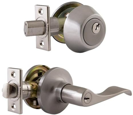 Design House Stratford Keyed Entry Door Lever, Satin Nickel