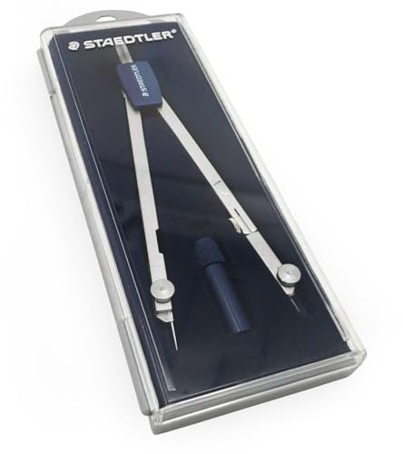Staedtler 559 C02 ST Zirkel-Set (exakt und präzise, abknickbarer Bleischenkel und Nadelschuh, Set mit Messingzirkel, Ersatzteildose und zusätzlicher 2mm Nadel im Klappetui)