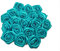 Rosen 3 cm x 10 Stück Satinrosen Aufnäher Deko Blumen Röschen zum Basteln Hochzeit kleine Rosenköpfe Farbe: Türkis 343