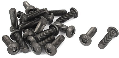 sourcing map 20Pcs M8 x 25mm 1.25mm Unfang Legierirt Stahl Hex Sockel Kopf Schrauben Schwarz de