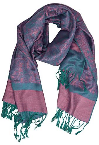 PASKMLNA Pashmina-Schal, Paisleymuster, Jacquard, Stola, Blaugrün Mauve, Large