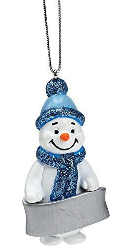 Suki Gifts Snowman Blue Glittered Christmas Tree Decoration - Personalise Your Own