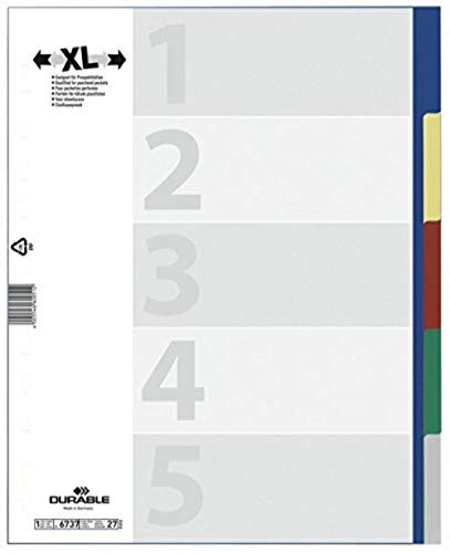 Durable 673727 Verzeichnis mit farbigen Registerkarten, 5 Seiten