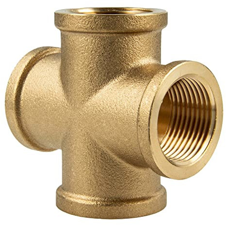 tecuro Kreuzstück allseitig Innengewinde Rp 1 Zoll, Messing blank CW617N