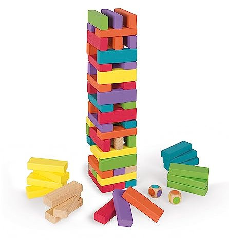 Equilibloc Color - Blocs de Construction en Bois - 60 Pièces - Jeu d'Adresse - Multicolor - Dès 3 Ans