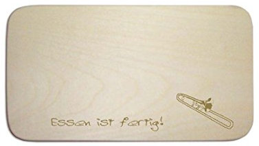 Frühstücksbrettchen « Posaune » mit persönlicher Wunschgravur - Brett Frühstücksbrett Frühstück Schneidebrett - Instrument