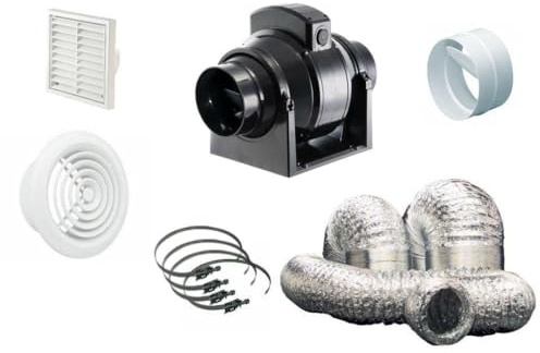 MF100S MF100T Timer Std Mixedflow Back Draught Bathroom Inline Fan Kit 4 100mm (MF150 Timer)