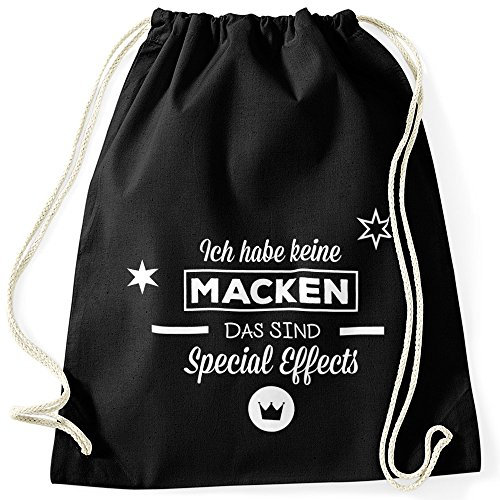 MoonWorks Turnbeutel mit Spruch Ich Habe Keine Macken, das sind Special Effects schwarz Unisize