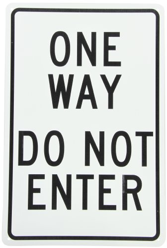 NMC TM73G One Way - Cartello di non entrare - 30,5 cm x 45,7 cm Segnale di controllo del traffico in alluminio standard con testo nero su base bianca