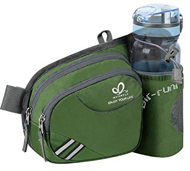 Waterfly Riñonera Running Deportiva Hombre Mujer con Soporte para Botellas Bolsa de Cintura para Correr Senderismo (Verde)