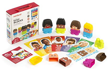Miniland Social Emotional Learning Toy, Express Feelings - Emotiblocks