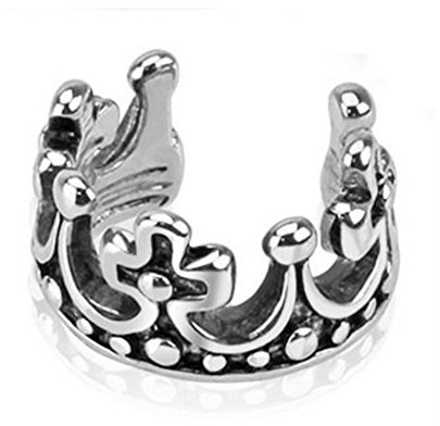 Bungsa Krone Ear Cuff Ohrstecker Crown König (Conch Fake Clip Piercing Ring Rhodium silber Ohrstecker Ohrringe Ohrschmuck Ohrklemmen Damen Frauen Herren Mode)