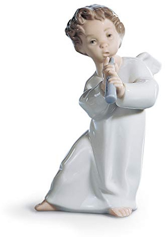 LLADRÓ Figur Flötespielender Engel. Engel. Porzellan.