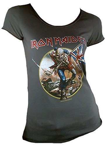 Amplified Clothing Womens Iron Maiden Troop T Shirt Ladies Charcoal 14 (L)