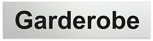 Türschilder24 Aluminium Türschild Garderobe 160 x 40 x 1,5mm (Oberfläche veredelt) • Selbstklebend
