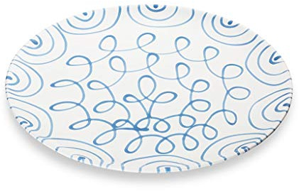 GMUNDNER KERAMIK Platzteller, Durchmesser: 32 cm, Blaugeflammt, handgemachte Keramik aus Österreich