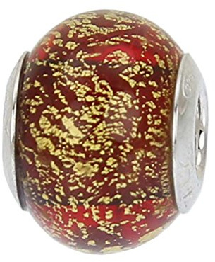 Perle de charme en verre de Murano rouge Ca D'Oro en argent sterling