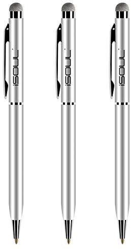 iSOUL Stylus Pen, Styli Capacitive Touchscreen Pens For Smartphones 2-in-1 Hybrid Ballpoint Touch Pen for iPhone, iPad Mini, Pro, Galaxy, Note, Tab Tablet, Nexus, Nokia, Blackberry (3 PACK, Silver)