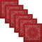Boolavard Bandana Kopftuch Halstuch - gemustert: Paisley Muster - 100% Baumwolle Bindetuch 1 er 6 er oder 12 er Pack!! (6 x Rot)