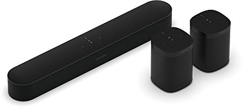 Sonos Beam WLAN Soundbar Speaker | Heimkinoset (5.0 (Beam + 2x One), schwarz)