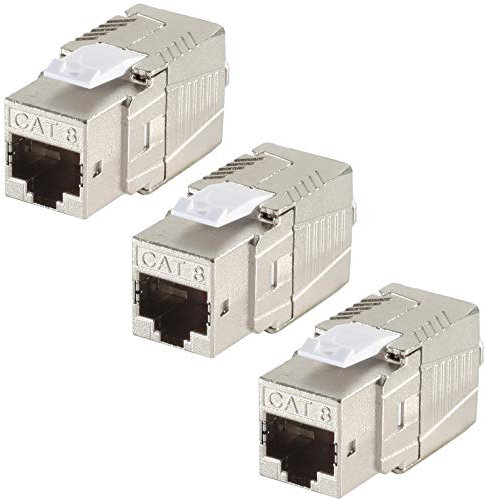 1aTTack.de 3 x CAT 8-1 x Keystone RJ45 Werkzeuglos CAT8 Key Stone geschirmt Metallgehäuse 40Gbit s kompatibel mit Cat5 Cat6 Cat7 3 Stück Cat8 Keystone Cat8 Keystone