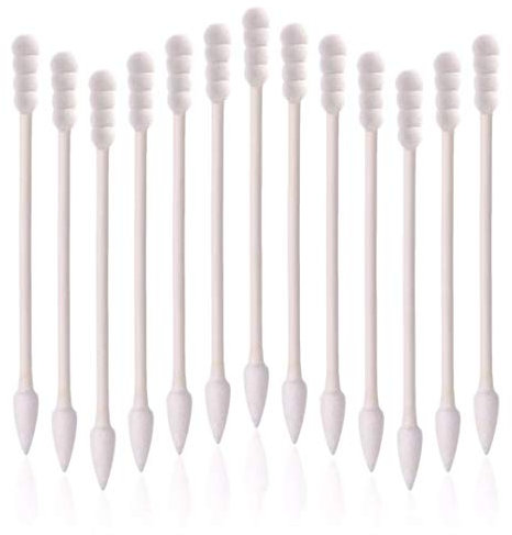 800pcs Cotton Swabs, Double Tipped Cotton Buds with Paper Stick, 4 Packs of 200 Pieces, Spiral +Pointed Shape