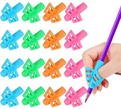 SANNIX 16 Stück Bleistiftgriffe für Kinderhandschrift, Bleistifthalter für Kinder, Handschriftgriff, ergonomische Trainings-Bleistiftgriffe, Schreibwerkzeug für Kleinkinder, Vorschulkinder, Kinder