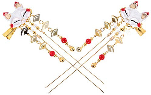 Lurrose 2Pcs Japanische Geisha Haarspangen Chinesische Vintage Quaste Haarnadel Kimono Braut Hanfu Haarschmuck für Frauen Mädchen