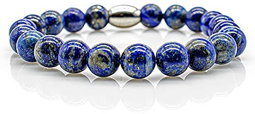 Lapislazuli Armband Bracelet Perlenarmband blau Damen Herren 8mm Edelstahl