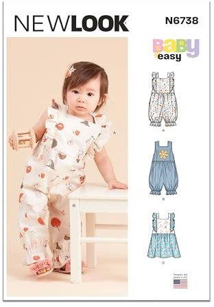 New Look Schnittmuster-Paket für Babies Strampler und Kleider, Design Code S9132, Größen NB-S-M-L, mehrfarbig