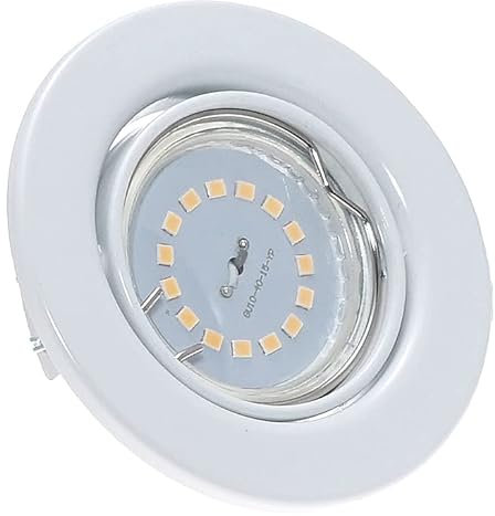 Kamilux 2er Set Decken Einbauleuchte Alva/Farbe Weiß/inkl. 230Volt - 5 Watt SMD Leuchtmittel/Modul Dimmbar/Aussen Ø=87mm / Lichtfarbe Neutralweiß/sehr FLACH 30mm einbautiefe.