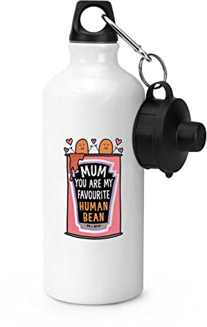 Gift Base Mum You Are My Favourite Human Bean Sports Bottle Water Gym 600ml White