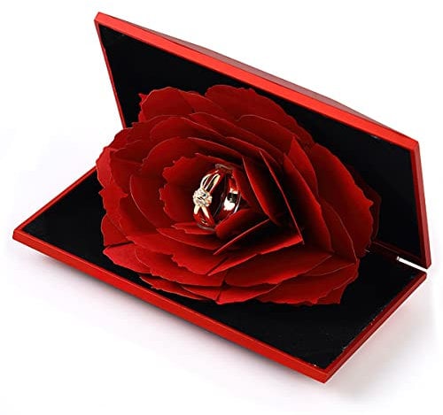 Taozoey Rose Ringschachtel, Rote Rose Ringbox, Rose Ehering Box, Verlobungsring Schachtel Rose, Rose Geschenkbox Ringschachtel, für Vorschlag, Verlobung, Hochzeit, Bekennen,Hochzeitstag