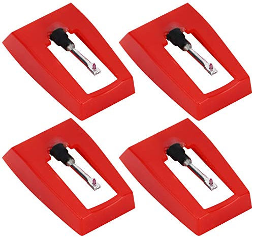 Aguja Tocadiscos,4 Piezas Agujas de Tocadiscos de Vinilo, Aguja de Diamante Tocadiscos,Aguja para Tocadiscos,Agujas de Repuesto Aguja cónica de Cerámica de Diamante para Fonógrafo de la Mayoría