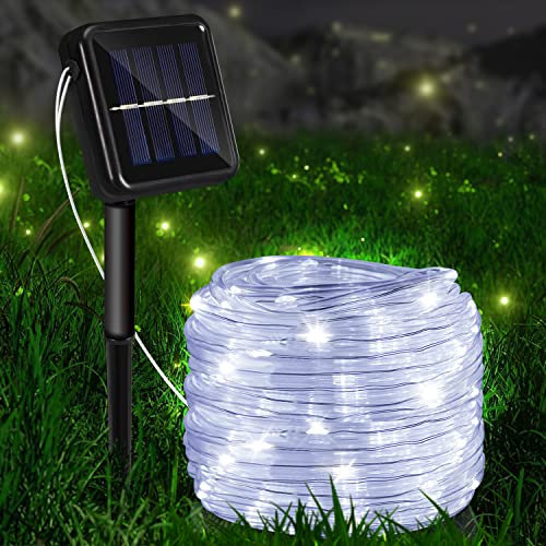 Gimisgu Solar Lichtschlauch Aussen, 20M 200 LED Kaltesweiß Außenlichterkette, IP65 Wasserdicht, 8 Beleuchtungsmodi Lichterkette für den Außenbereich, Dekorative Gartenbeleuchtung