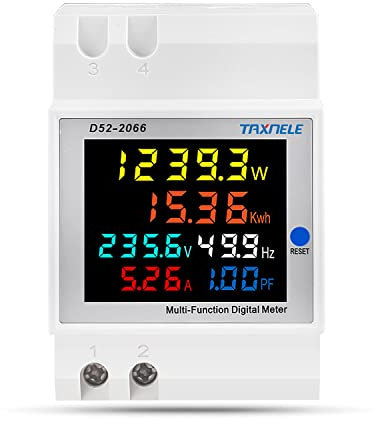 Misuratore di energia monofase Tester Monitor di utilizzo dell'elettricità 6 in 1 Multimetro AC 40-300V 100A Voltmetro Amperometro Watt Kwh Frequenza Misuratore di potenza 230V (TA incorporato)